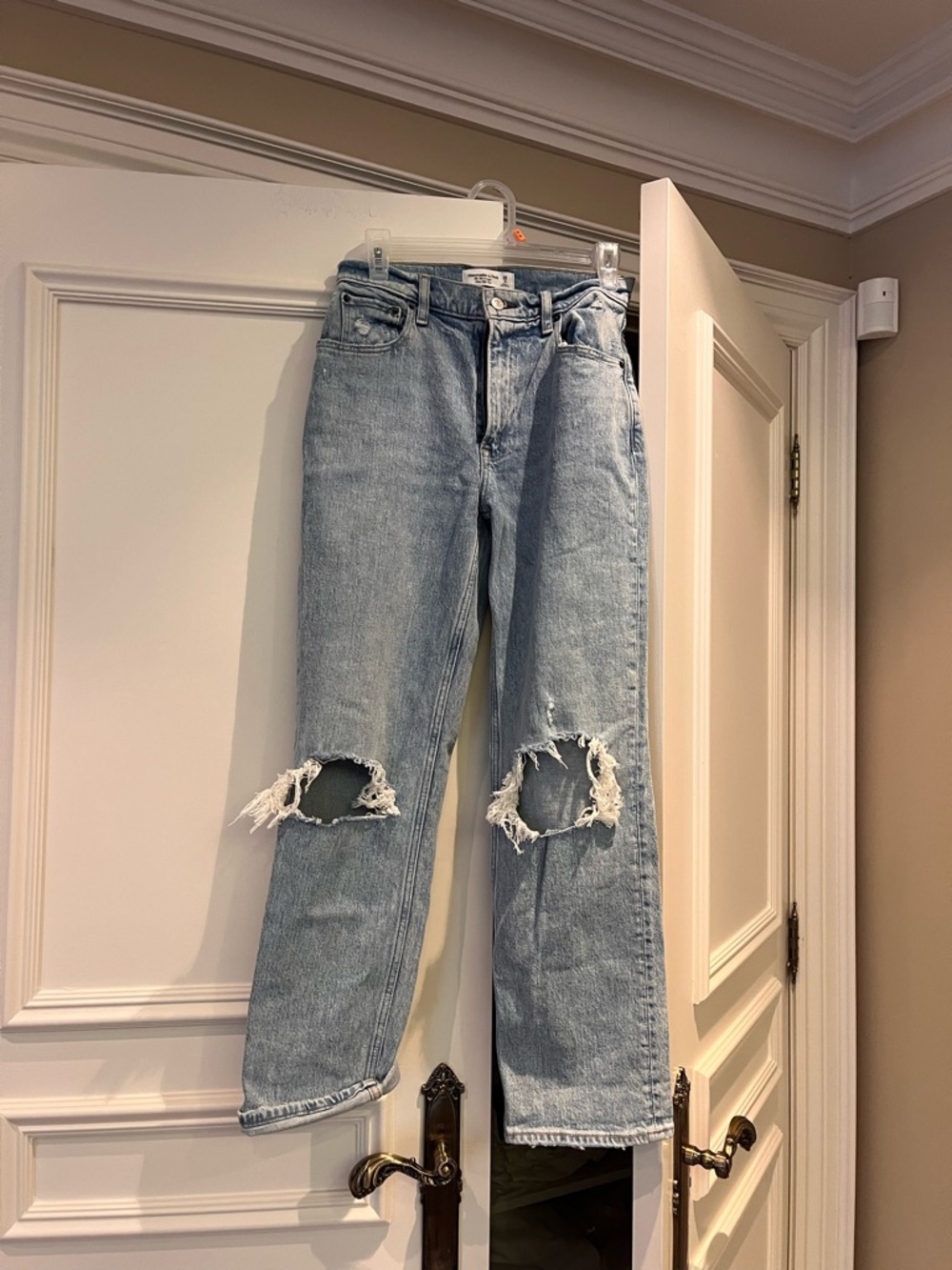 Abercrombie & Fitch Light Blue Straight-Leg Distressed Jeans